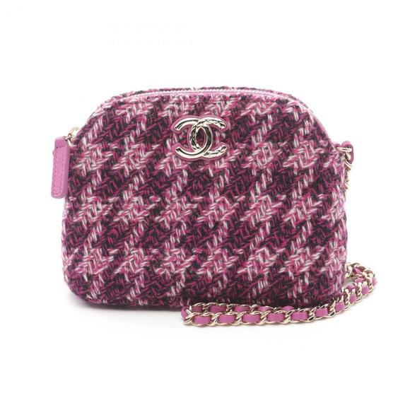 CHANEL Coco Mark Shoulder Bag Fabric Pink Multicolor ⭐ - Picture 2 of 6